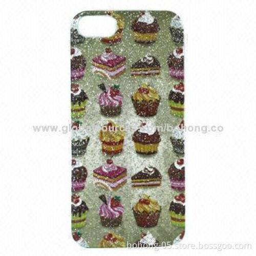 PC Water Transfer Mobile Phone Case for iPhone5/5S with Bling Part and UV painting
